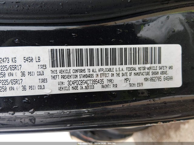 45037022 :رقم المزاد ، 3C4PDCBG4CT395435 vin ، 2012 Dodge Journey Sxt مزاد بيع