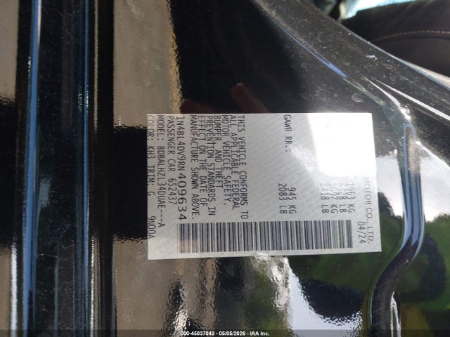 Продаж на аукціоні авто 2024 Nissan Altima Sv Fwd, vin: 1N4BL4DV9RN409634, номер лоту: 45037040