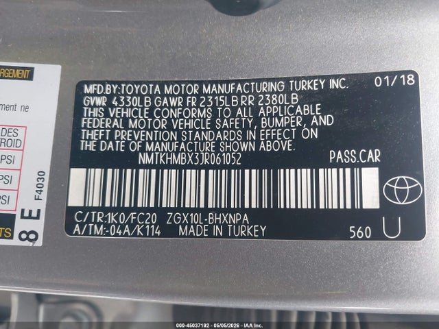 NMTKHMBX3JR061052 Toyota C-hr Xle/xle Premium