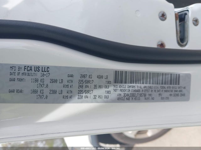 Продажа на аукционе авто 2018 Jeep Compass Latitude 4x4, vin: 3C4NJDBB2JT185780, номер лота: 45037203