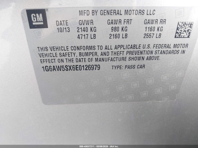 Продаж на аукціоні авто 2014 Cadillac Cts Standard, vin: 1G6AW5SX6E0126979, номер лоту: 45037211