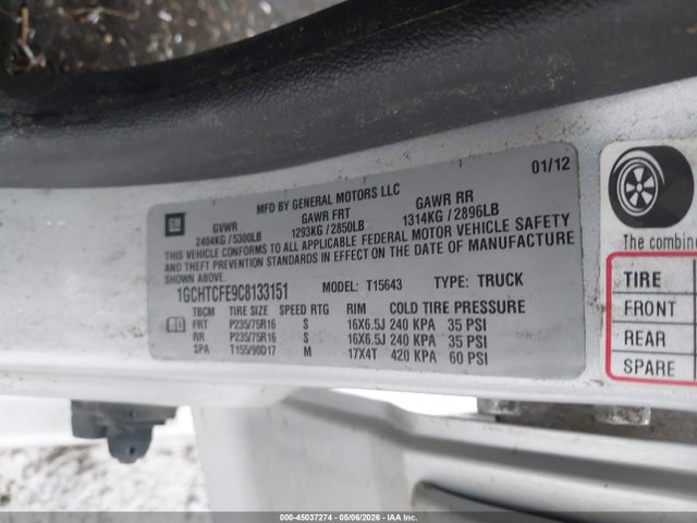 2012 Chevrolet Colorado 1lt მანქანა იყიდება აუქციონზე, vin: 1GCHTCFE9C8133151, აუქციონის ნომერი: 45037274