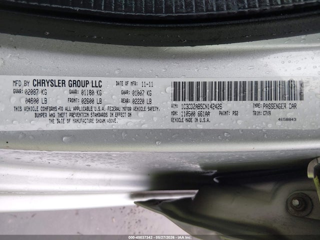 45037342 :رقم المزاد ، 1C3CDZAB5CN142426 vin ، 2012 Dodge Avenger Se مزاد بيع