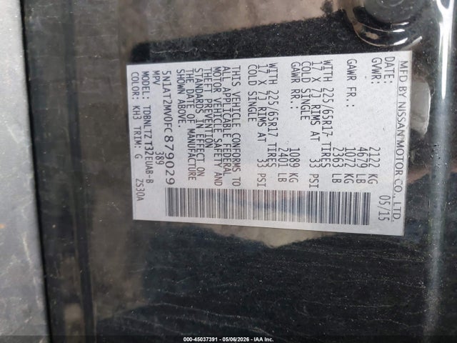 Nissan ROGUE SV 2015 5N1AT2MV0FC879029 Image 9