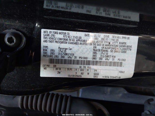Продаж на аукціоні авто 2012 Ford Focus Sel, vin: 1FAHP3M2XCL330779, номер лоту: 45037412