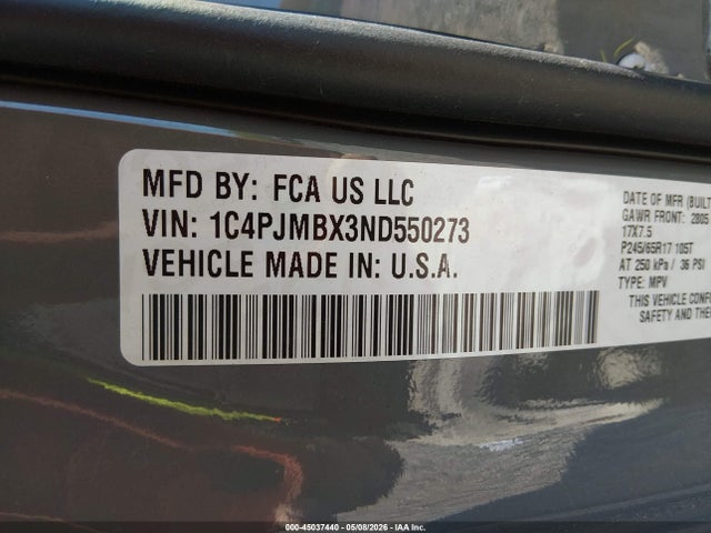 Aukcja sprzedaży 2022 Jeep Cherokee Trailhawk 4x4, vin: 1C4PJMBX3ND550273, numer aukcji: 45037440
