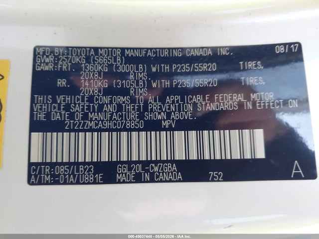 Продаж на аукціоні авто 2017 Lexus Rx 350, vin: 2T2ZZMCA9HC078850, номер лоту: 45037445