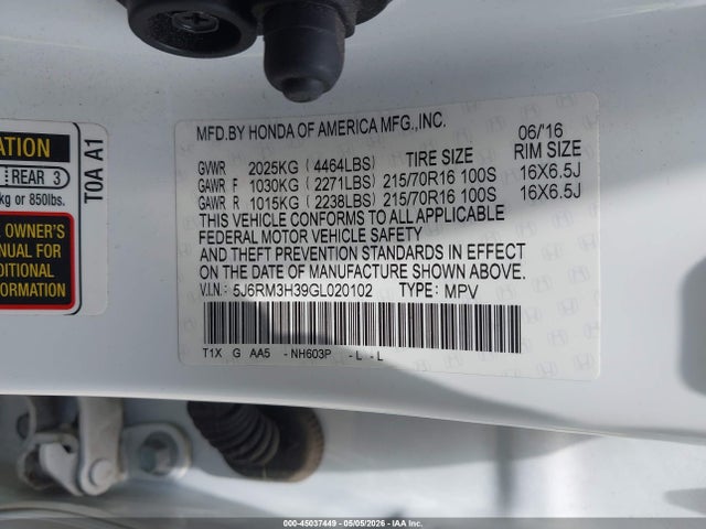 Honda CR-V LX 2016 5J6RM3H39GL020102 Image 9