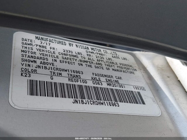 JN1BJ1CR0HW116963 Nissan Rogue Sport S