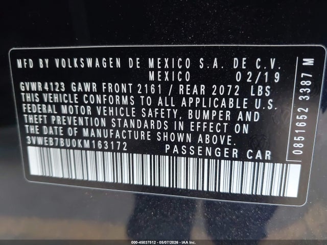 Volkswagen Jetta 1.4t Sel 2019 3VWEB7BU0KM163172 Image 9