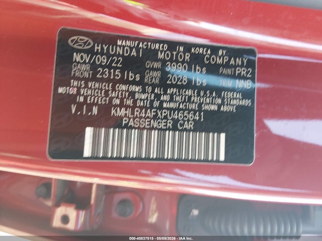 45037515 :رقم المزاد ، KMHLR4AFXPU465641 vin ، 2023 Hyundai Elantra N Line مزاد بيع