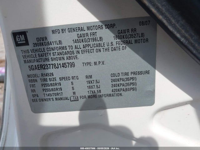 Продажа на аукционе авто 2008 Buick Enclave Cxl, vin: 5GAER23778J145799, номер лота: 45037566