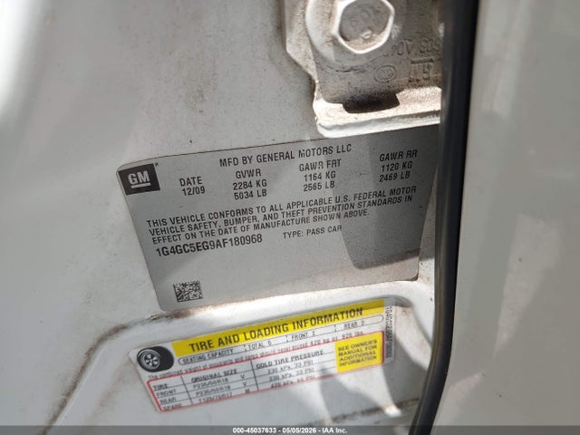 2010 Buick Lacrosse Cxl მანქანა იყიდება აუქციონზე, vin: 1G4GC5EG9AF180968, აუქციონის ნომერი: 45037633