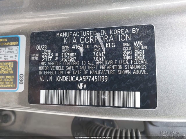 Aukcja sprzedaży 2023 Kia Seltos S, vin: KNDEUCAA5P7451199, numer aukcji: 45037659