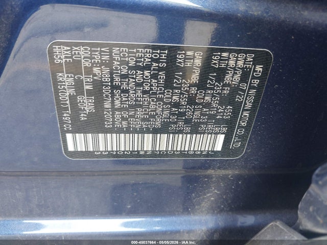 Aukcja sprzedaży 2022 Nissan Rogue Platinum Fwd, vin: JN8BT3DC7NW120733, numer aukcji: 45037664