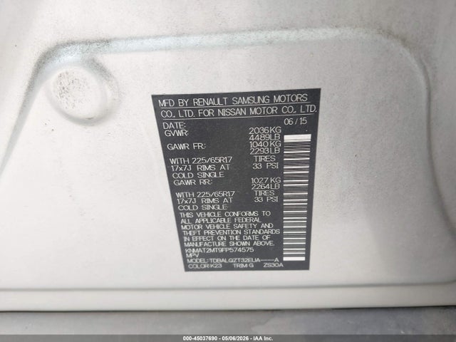 Nissan ROGUE SV 2015 KNMAT2MT9FP574575 Image 9