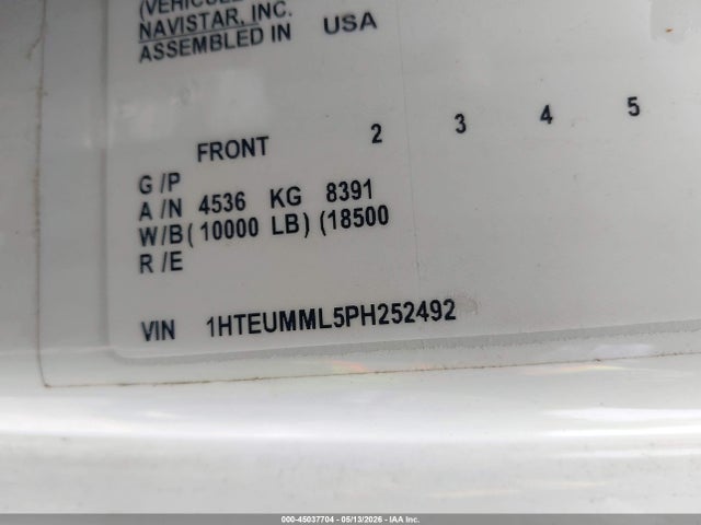 Продаж на аукціоні авто 2023 International Mv, vin: 1HTEUMML5PH252492, номер лоту: 45037704