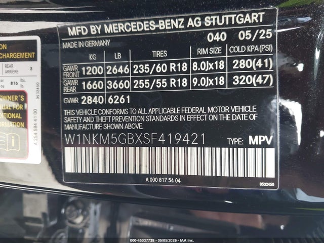 2025 Mercedes-benz Glc 350e 4matic მანქანა იყიდება აუქციონზე, vin: W1NKM5GBXSF419421, აუქციონის ნომერი: 45037738