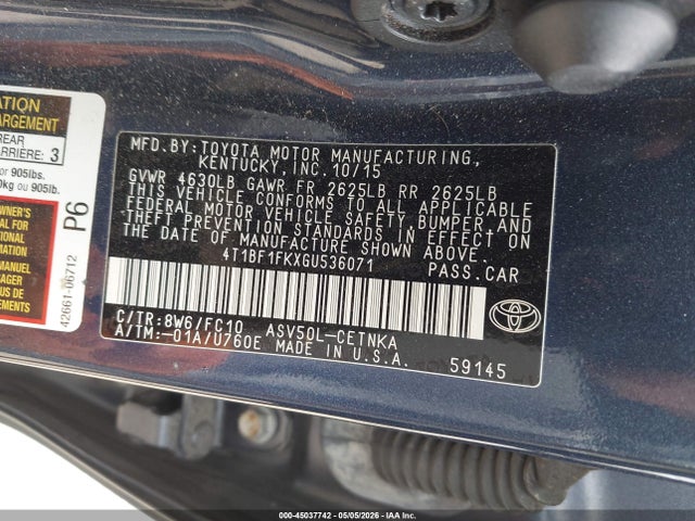 Продажа на аукционе авто 2016 Toyota Camry Le, vin: 4T1BF1FKXGU536071, номер лота: 45037742
