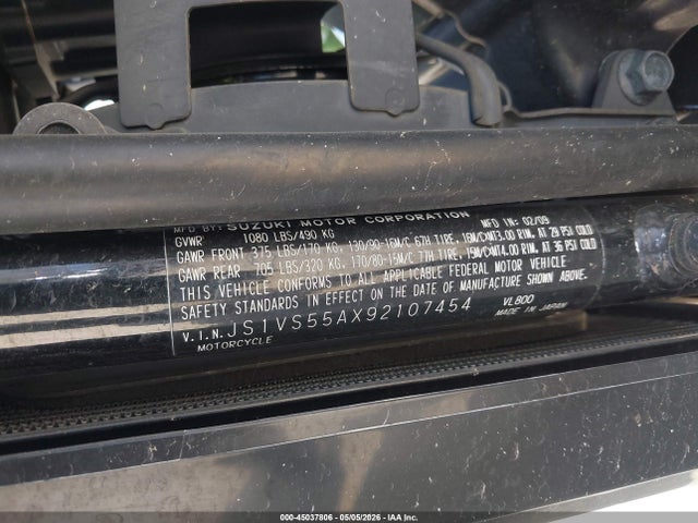 Продаж на аукціоні авто 2009 Suzuki Vl800, vin: JS1VS55AX92107454, номер лоту: 45037806