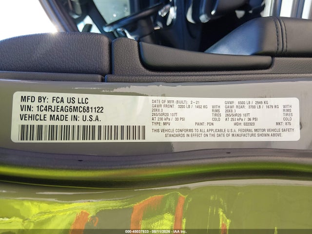 1C4RJEAG6MC681122 Jeep Grand Cherokee Laredo X 4x2