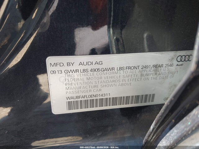 Aukcja sprzedaży 2014 Audi A4 2.0t Premium, vin: WAUBFAFL0EN014311, numer aukcji: 45037844