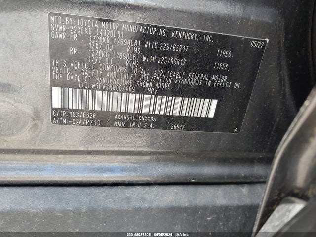 4T3LWRFV3NU067469 Toyota Rav4 Hybrid Le