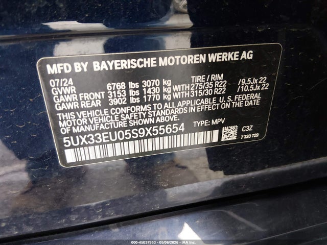 BMW X5 M60i 2025 5UX33EU05S9X55654 Image 9