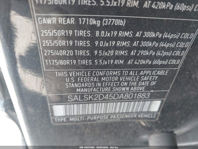 Продаж на аукціоні авто 2013 Land Rover Range Rover Sport Hse, vin: SALSK2D45DA801883, номер лоту: 45037998