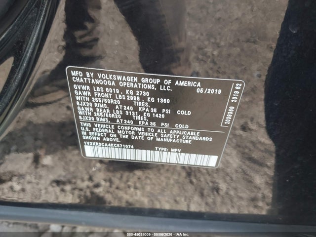 Aukcja sprzedaży 2019 Volkswagen Atlas 3.6l V6 Se W/technology R-line, vin: 1V2XR2CA4KC571074, numer aukcji: 45038009