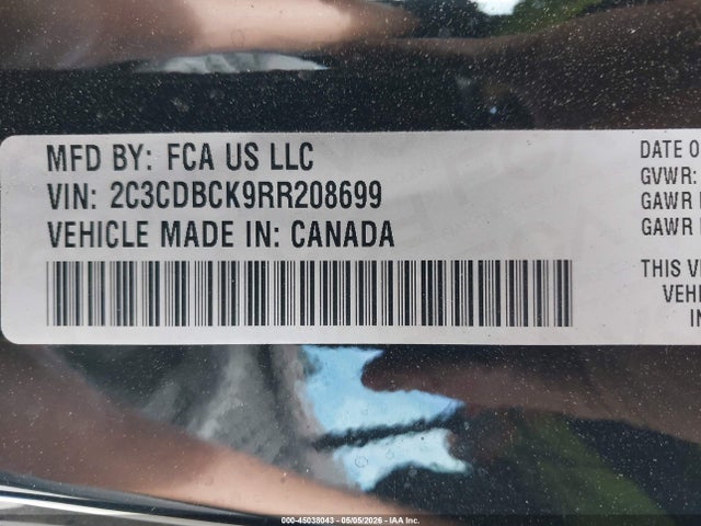 45038043 :رقم المزاد ، 2C3CDBCK9RR208699 vin ، 2024 Dodge Charger Daytona R/t Awd مزاد بيع
