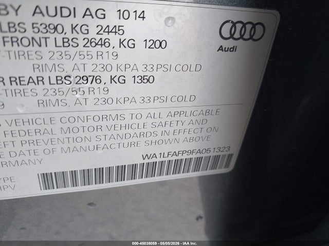 WA1LFAFP9FA051323 Audi Q5 2.0t Premium
