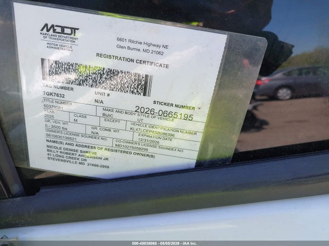 2025 Buick Envista Avenir Fwd მანქანა იყიდება აუქციონზე, vin: KL47LCEP8SB086396, აუქციონის ნომერი: 45038068
