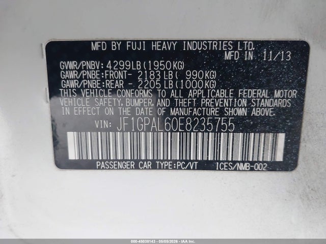 JF1GPAL60E8235755 Subaru Impreza 2.0i Sport Premium