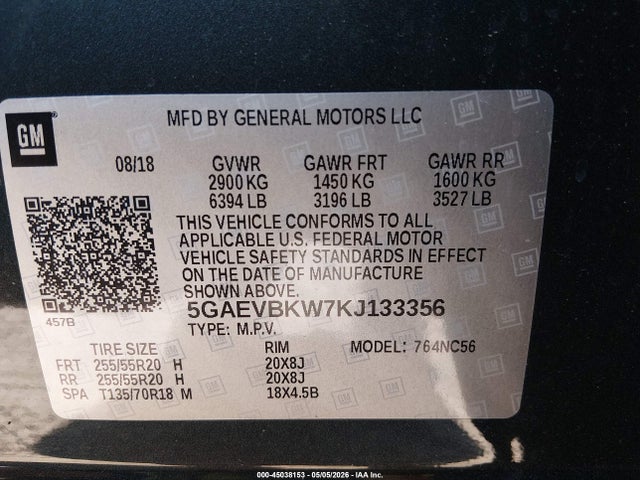 Aukcja sprzedaży 2019 Buick Enclave Awd Premium, vin: 5GAEVBKW7KJ133356, numer aukcji: 45038153