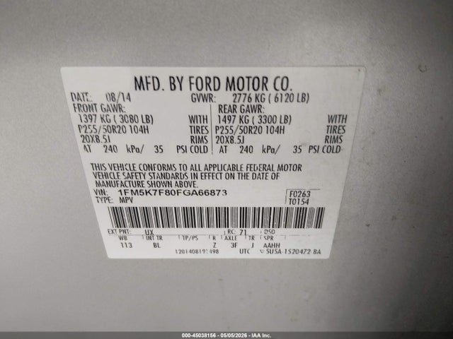 Aukcja sprzedaży 2015 Ford Explorer Limited, vin: 1FM5K7F80FGA66873, numer aukcji: 45038156