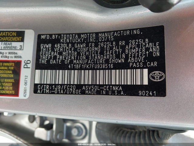 Продажа на аукционе авто 2015 Toyota Camry Le, vin: 4T1BF1FK7FU938516, номер лота: 45038158