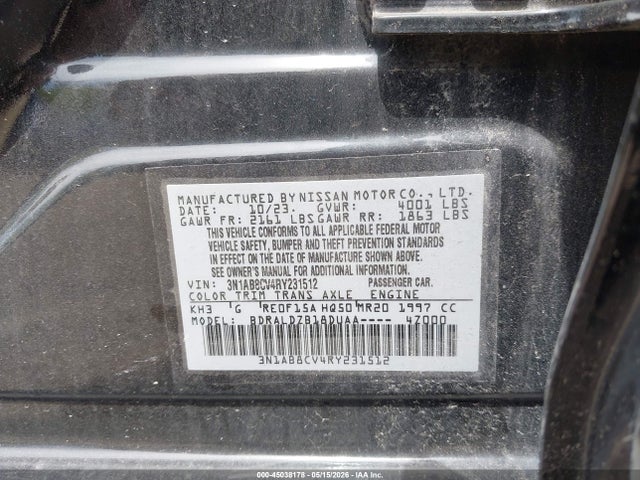 Aukcja sprzedaży 2024 Nissan Sentra Sv Xtronic Cvt, vin: 3N1AB8CV4RY231512, numer aukcji: 45038178