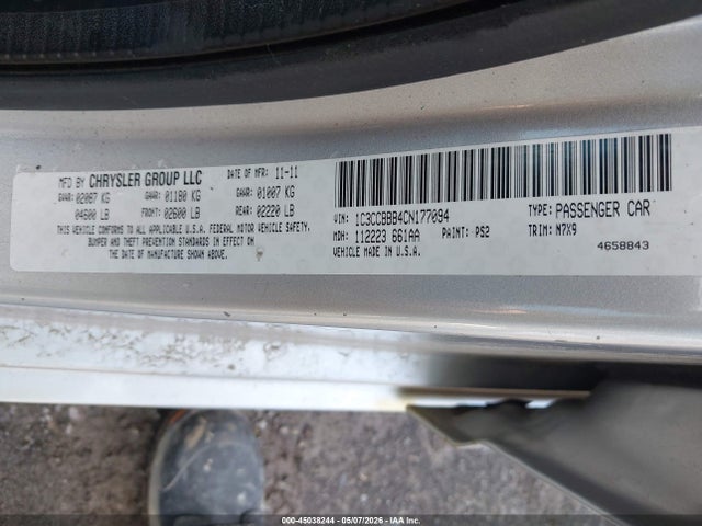 2012 Chrysler 200 Touring მანქანა იყიდება აუქციონზე, vin: 1C3CCBBB4CN177094, აუქციონის ნომერი: 45038244