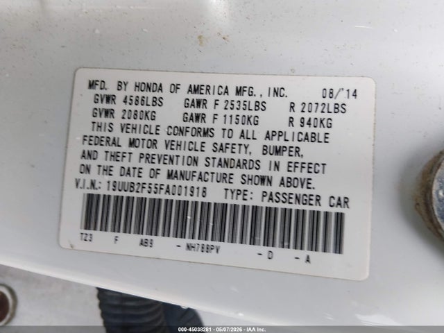 2015 Acura Tlx V6 Tech მანქანა იყიდება აუქციონზე, vin: 19UUB2F55FA001918, აუქციონის ნომერი: 45038281