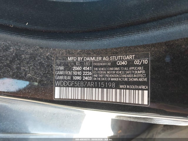 45038370 :رقم المزاد ، WDDGF5EB7AR115198 vin ، 2010 Mercedes-benz C 300 Sport مزاد بيع