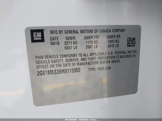 Aukcja sprzedaży 2017 Cadillac Xts Luxury, vin: 2G61M5S38H9113955, numer aukcji: 45038491