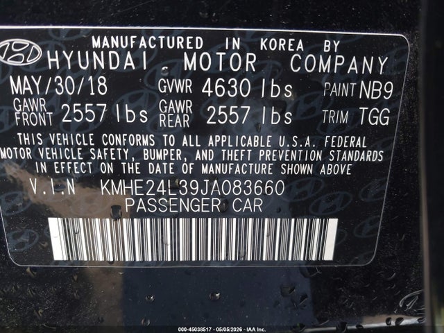Hyundai Sonata Hybrid Se 2018 KMHE24L39JA083660 Image 9