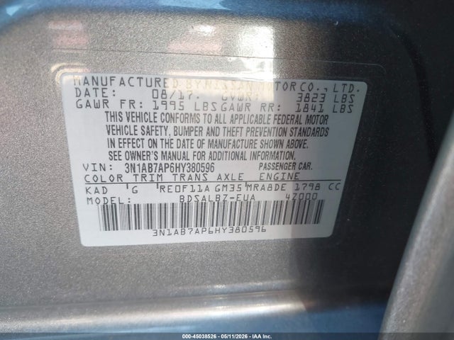 3N1AB7AP6HY380596 Nissan SENTRA S