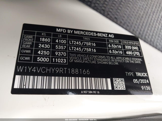W1Y4VCHY9RT188166 Mercedes-Benz Esprinter 2500 High Roof Ho