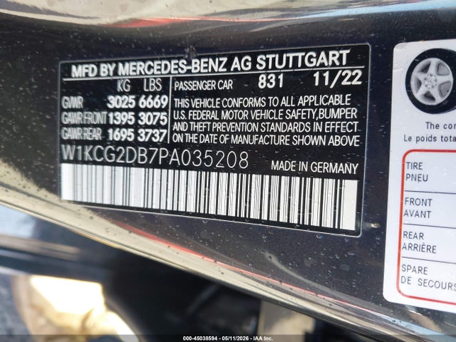 Продаж на аукціоні авто 2023 Mercedes-benz Eqs 450+, vin: W1KCG2DB7PA035208, номер лоту: 45038594