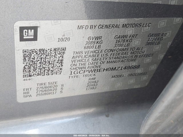 1GCPWBEH0MZ148688 Chevrolet Silverado 1500 2wd Short Bed Custom
