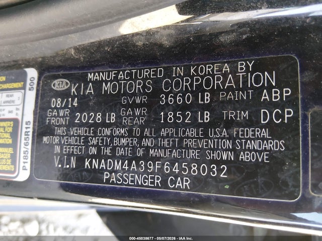 Продаж на аукціоні авто 2015 Kia Rio Lx, vin: KNADM4A39F6458032, номер лоту: 45038677