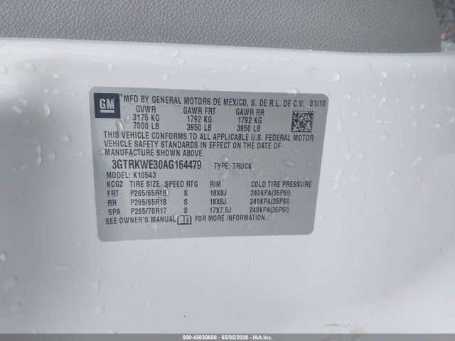 Продажа на аукционе авто 2010 Gmc Sierra 1500 Slt, vin: 3GTRKWE30AG164479, номер лота: 45038698