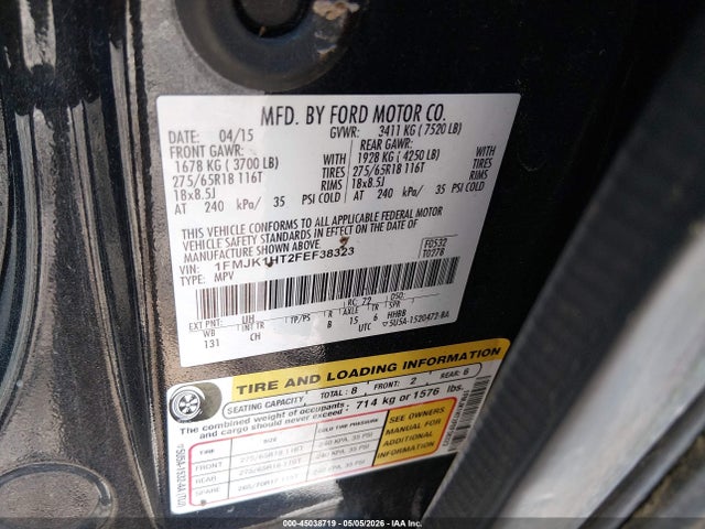 Продажа на аукционе авто 2015 Ford Expedition El Xlt, vin: 1FMJK1HT2FEF38323, номер лота: 45038719